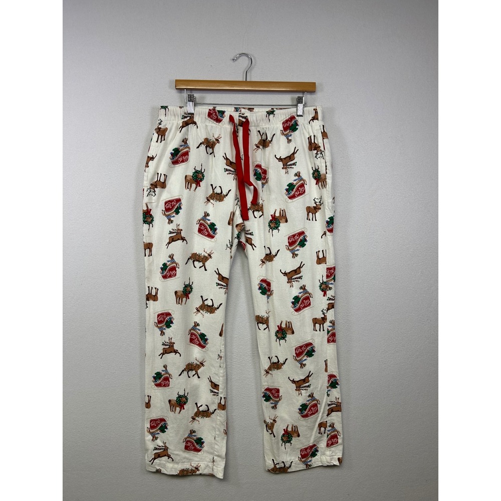 Christmas Holiday Old Navy Mens Medium White Reindeer Sleigh Pajama Pants Lounge